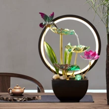 Creative Waterfall Fountain 3-Tier Water Flow Wealth-Attracting Water Feature Decor For Living Room Office Entryway Water Landscape Decoration Opening Housewarming Business Gift Study Desk Nursery Relaxation Zen Craft - QT6809lamp - View 5