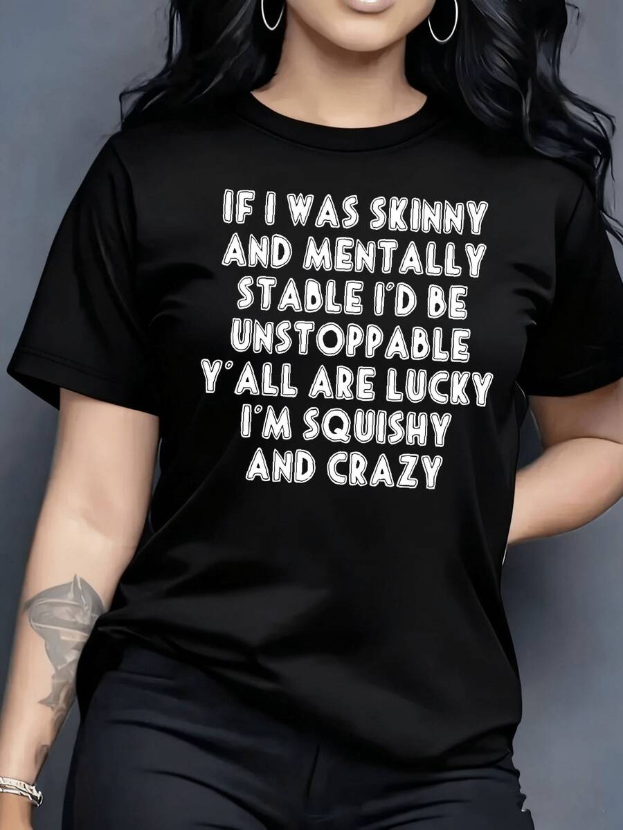 Camiseta Casual de Mujer con Eslóganes - Cómoda Camiseta de Manga Corta con Cuello Redondo con Estampados en Am Lados, Corte Hoado en H para Ropa Casual y Looks de Festival, Camiseta Básicara Mujer_1, Camiseta Lisa Fácil para Uso Diario (Corte Hoado