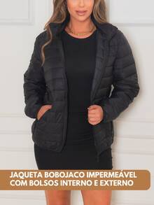 Bobojaco Women's Basic Black Waterproof Puffer Jacket - 黑色 - 查看 9