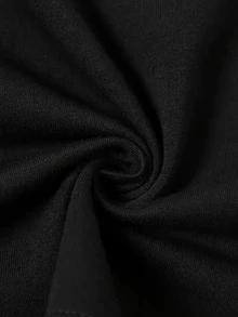 Cuidado del cáncer de mama en mujeres con un tema de Mes Rosa, esta camiseta deportiva casual con la letra 'Letter' presenta un cuello redondo, un tejido suave y transpirable, y es un top cómodo y versátil de manga corta para la moda. - Negro - Ver 5