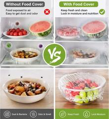 500pcs Elastic Food Covers, Stretch Wrap For Kitchen, Leftovers And Picnic - View 3