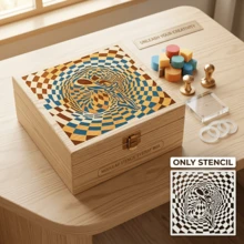 1pc Plaid Vortex Body Art Template, For Painting Background Pattern Canvas, Diary, Interior Decor, Plastic Drawing Paper, Creative Home Template - Single Piece - View 3