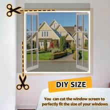 1pc Magnetic Window Screen, Anti-Mosquito Curtain, Self-Adhesive Magnetic Suction Mesh Screen, No Drilling DIY Installation Magnetic Insect Net - White Frame With Gray Grid - View 5