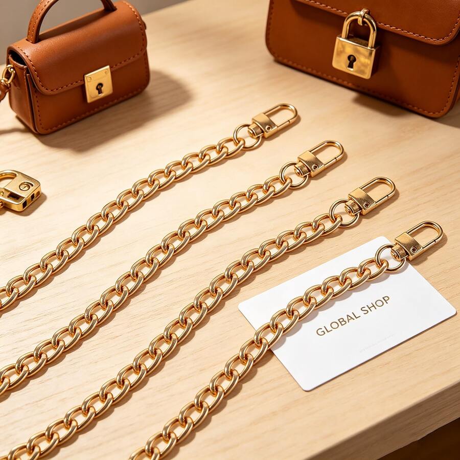 Cadena de metal, adecuada para diversos estilos de DIY de carteras, accesorio de atmósfera exquisita - oro - Ver 1