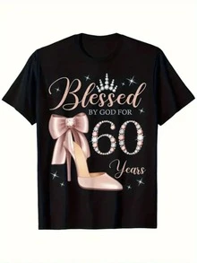 Women's Casual T-Shirt With Printed Design - Made With Soft Stretch Fabric, Round Neck And Short Sleeves, Machine Washable, Sizes From S To XXL, Minimalist Cut, Breathable, Soft And Lightweight Fabric - 黑色 - 查看 1