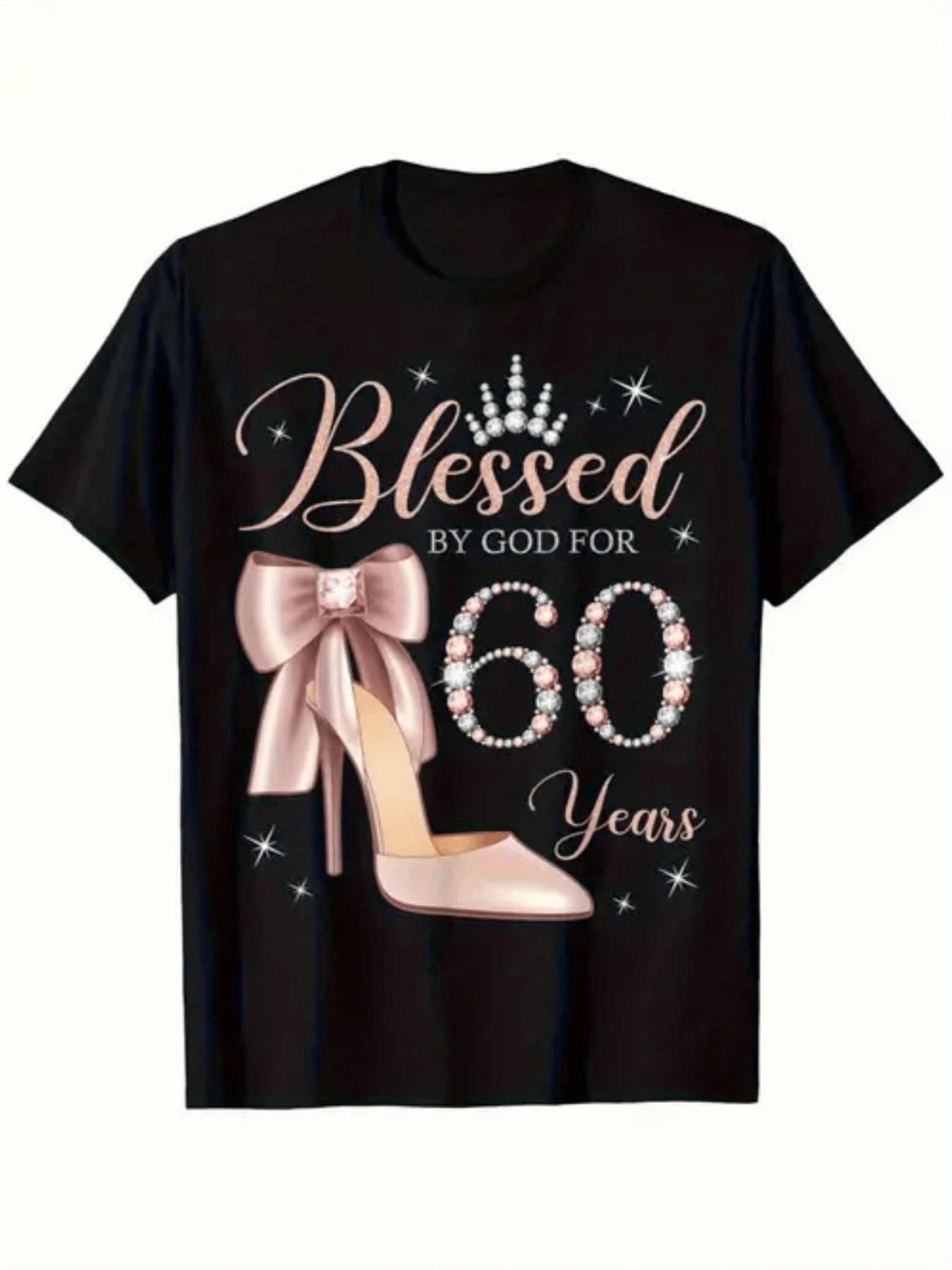 Women's Casual T-Shirt With Printed Design - Made With Soft Stretch Fabric, Round Neck And Short Sleeves, Machine Washable, Sizes From S To XXL, Minimalist Cut, Breathable, Soft And Lightweight Fabric - 黑色 - 查看 1