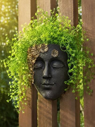 Decorative Face Planter, Resin Human Head Planter With Closed Eyes, Multi-Use Wall Mounted & Desktop Planter For Succulents Air Plants, Stylish Home & Office Decor, Great Gift For Plant Enthusiasts