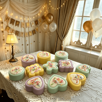 1 pieza/Caja, Vela con forma de pastel perfumada, Cera de soja natural, Regalo para crear ambiente de cumpleaños, Regalo de inauguración de casa, Decoración para fiesta de cumpleaños, Ornamento de vela perfumada romántica, Regalo para la novia