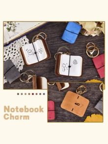 Mini PU Leather Keychain Notebook / Travel Essential / Impressionist Art Inspired Travel Diary -- Undated Inner Pages, Compact And Portable, Suitable For Daily Use Or Gifting To Friends And Family / Multiple Colors Available / Soft PU Leather Mini Planner / Creative "Ins Style" Keychain Pendant / Backpack Accessory / Portable Pocket Notebook / Exquisite Gift For Friends, Family, And Teachers - Multicolor - View 4