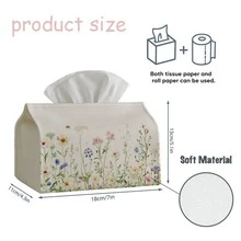 1pc Plant Art Floral Tissue Box, Wild Flower Illustration In Soft Pink Tone - Suitable For Home, Party, Car, Kitchen And Bathroom, Daily Tissue Paper Storage Box, Ideal For Party Supplies, Home Decor, Holiday Decoration - Multicolor - View 3