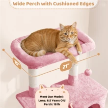 Butterslay 63in Tall Cat Tree Tower With Sisal-Covered Posts, Hammock & Condo, Durable Cat Furniture Scratching Post For Indoor Cats, Beige/Green/Dark Gray/Light Gray/Black/Pink - Hồng - Xem 3