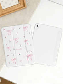 Ốp bảo vệ máy tính bảng họa tiết nơ và tối giản, tương thích với iPad 7/8/9/10th/ Pro 12.9 /Pro 11 /11th (A16) 2025, Galaxy Tab S6 Lite / Galaxy Tab A11+ 2025, cung cấp khả năng chống sốc mềm mại, hỗ trợ chức năng giá đỡ thông minh/tự động bật/tắt màn hình. - trắng - Xem 1