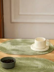 1/2/4/6/8 chiếc khăn trải bàn hình bầu dục bằng polyester màu xanh lá cây đơn giản, chuyển sắc. - màu xanh lá - Xem 6
