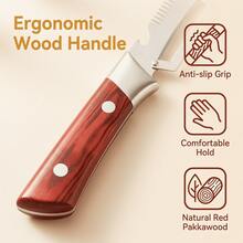 LGASISN Multi-Functional Vegetable Peeler With Bottle Opener And Wooden Handle. Stainless Steel Blade Kitchen Tool Suitable For Peeling Sugarcane, Potatoes, Fruits, Pineapples, Pumpkins, Papayas, Carrots And Other Vegetables. - Red - View 7
