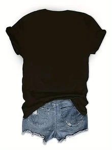 1 pieza de camiseta de manga corta para mujer, estilo pintado a mano con estampado de flores de tulipán, tallos y hojas verdes, cuello redondo, estilo casual - Ropa de mujer, ajuste cómodo, diseño clásico, 180g 100% algodón. - Blanco - Ver 8