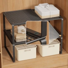 Heavy Duty Adjustable Expandable Closet Organizer Shelf - Space Saving Stackable Metal Storage Rack , No Assembly Required. For Kitchen, Bedroom, Desk Organization, Multi-Purpose Shelf, Shoe Cabinet Storage, Sundries Rack, Wardrobe Storage Solution - Multicolor - View 6