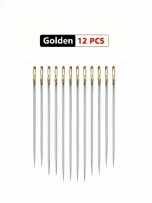 12pcs/Set + Wooden Storage Box Stainless Steel Easy-Threading Side-Eyed Sewing Needles, Suitable For Elderly Handcraft Sewing, Upholstery Tools, DIY Home Craft Supplies - Sewing Needle - View 15