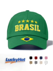 1 Stück BRASIL Muster Klassische Baseballkappe, Unisex in mehreren Farben erhältlich, Brasilien Nationalflagge Sportkappe, ästhetisches Fußball-Fan Outdoor Reise Zubehör, Strand, Urlaub - BRASIL - Übersicht 7
