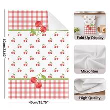 2pcs Minimalist Everyday Floral Cherry Pattern Kitchen Towels, Soft Polyester Material Dish Cloths, Suitable For Kitchen Decor, Cleaning, Holiday Party Decoration, Kitchen & Bathroom Essentials, Home Decor, Housewarming Gift - Multicolor - View 5