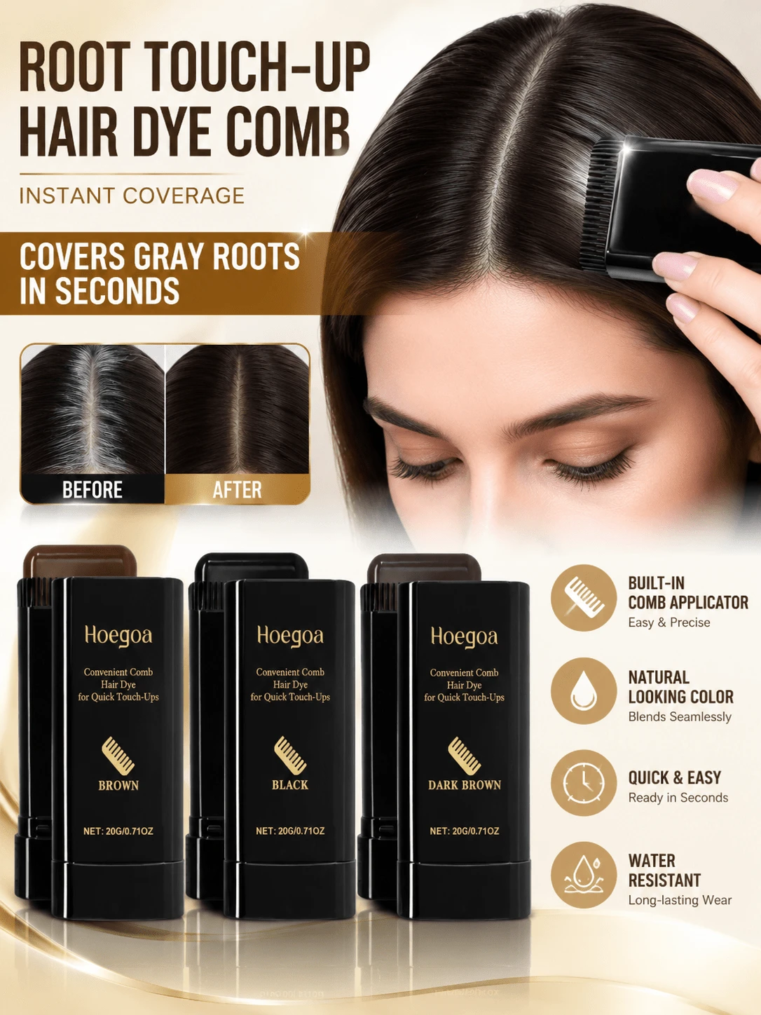1 chiếc bút nhuộm tóc 2 trong 1 tiện dụng hình lược, que che phủ chân tóc tạm thời, thuốc nhuộm tóc, lược và bàn chải tóc cầm tay, phù hợp cho cả nam và nữ, nhanh chóng che phủ tóc bạc và màu tóc, thích hợp sử dụng hàng ngày và khi đi du lịch, quà tặng Ngày của Mẹ, quà tặng Ngày của Cha, vật dụng cần thiết cho kỳ nghỉ, vật dụng cần thiết khi đi du lịch.