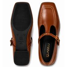 LAZZLU SHOES Mocassim Feminino Boneca Salto Baixo Loafer Sapatilha Confortável - Caramelo - Visão 4