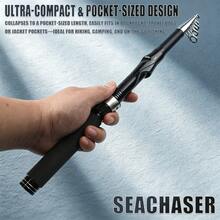 SEACHASER伸缩式路亚竿，M调性，EVA手柄，适用于海水和淡水，轻便易携，口袋竿，旅行钓鱼竿。 - 灰色 - 查看 5