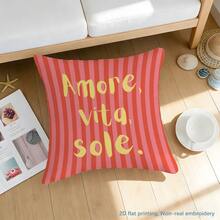 MEMNUN 1个橙色条纹“Amore, Vita, Sole”文字印花枕套（不含枕芯），尺寸：17.7*17.7英寸（45*45厘米）/19.69*19.69英寸（50*50厘米）/15.75*15.75英寸（40*40厘米），单面印花，涤纶材质，意式装饰抱枕套，适用于沙发、床、客厅、卧室、汽车、办公室、酒店等场所，四季皆宜，是馈赠亲朋好友的完美礼物。 - 彩色 - 查看 7