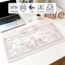 粉色可爱猫兔办公桌垫电脑键盘大号橡胶鼠标垫可爱卡通设计鼠标垫家居装饰礼物Y2K女孩 - 查看 5