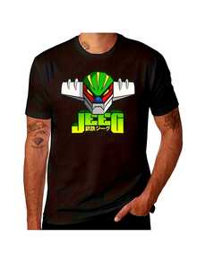 Camiseta gráfica de anime Z y Jeeg para hombre | Diseño vintage de robot japonés con cara de Jeeg y de Z, estampado duradero por transferencia de calor, corte regular, ropa casual urbana, camiseta lavable aáquina para todas las estaciones para fans del anime y coleccionistas de manga retro - Negro - Ver 7