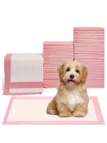 20/40/100pcs Puppy Training Pads, Thickened Odor-Absorbing Puppy Pee Pads, Suitable For Teddy, Golden Retriever, Labrador And Cats, Pet Diapers, For Pet Training, Toilet, Pet Supplies - Pink - View 1