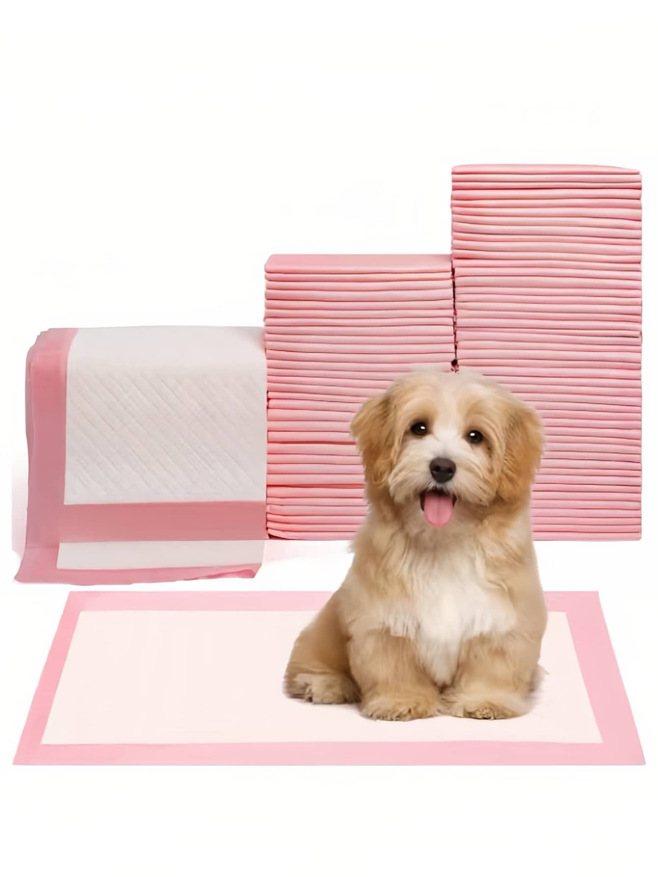 20/40/100pcs Puppy Training Pads, Thickened Odor-Absorbing Puppy Pee Pads, Suitable For Teddy, Golden Retriever, Labrador And Cats, Pet Diapers, For Pet Training, Toilet, Pet Supplies - Pink - View 1