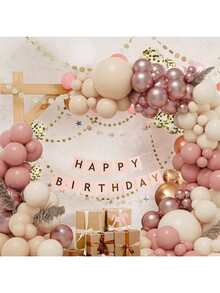 127 piezas Juego de decoración de arco de globos rosa pálido, globos de estilo bohemio de color melocotón y oro rosa con lentejuelas, adecuado para niña, dama, novia, baby shower, boda, compromiso, té de la tarde, decoración de fiesta de cumpleaños - Multicolor - Ver 4