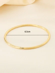 3.0mm寬純色拋光手鐲，不鏽鋼金 & 銀色光滑開口手環飾品，女款日常佩戴 - 3.0-金色銀色 - 查看 13