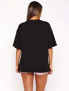 Camiseta de Mujer con Estampado de Limones y Texto "La Dolce Vita" - Estilo Italiano, para Vacaciones y Playa - Negro - Ver 3