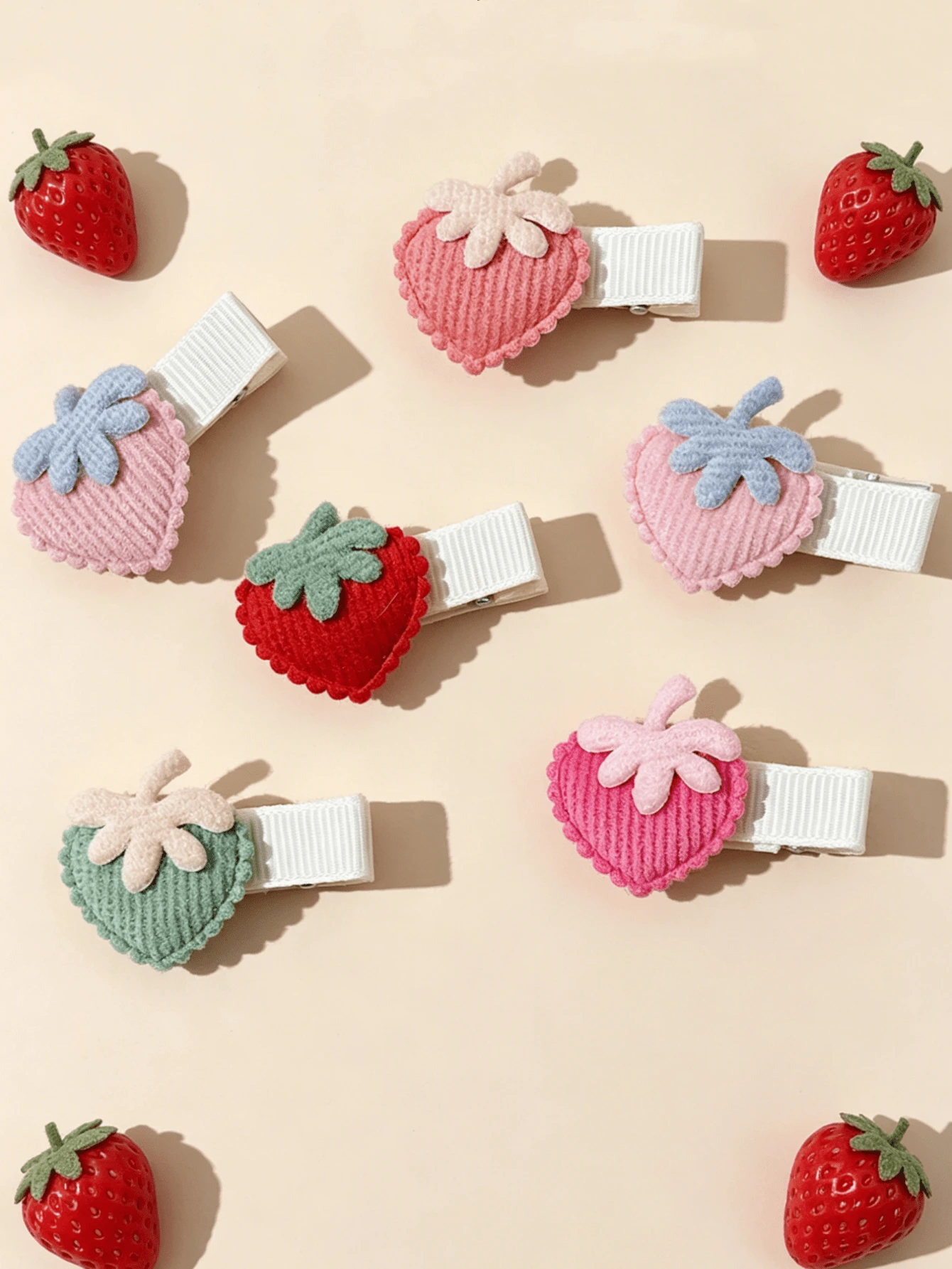 4/6pcs Set Cute Cartoon Strawberry Fruit Baby Hair Clips, Soft & Gentle For Infant, Korean Style - 彩色 - 查看 1
