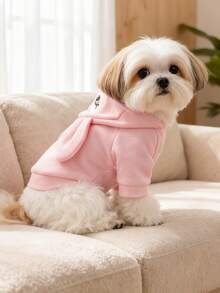 1件宠物衣服，可爱兔子图案卫衣，适合小型犬猫，舒适的春秋季服装 - 粉色 - 粉色 - 查看 2