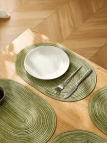 1/2/4/6/8 chiếc khăn trải bàn hình bầu dục bằng polyester màu xanh lá cây đơn giản, chuyển sắc. - màu xanh lá - Xem 4