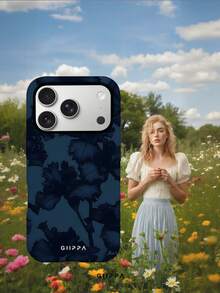 GIIPPA 1件深藍背景與鳶尾花圖案設計手機殼，適用於Phone 17 Pro Max，相容於Phone 16 Pro Max、15 Pro Max、14 Pro Max，韓式高端時尚趣味手機殼，相容於11/12/13/14/15/16 Pro Max Plus，優雅設計適合男女，復活節、婚禮季與生日送給女友的完美禮物！ - 多色1 - 查看 5