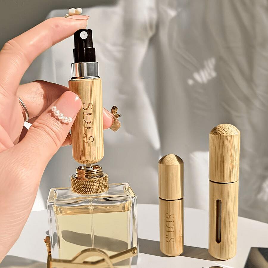 1pc Perfume Bottom Filling Bottle, High-End Bamboo Shell, 2pcs Refillable Perfume Spray Bottles 5ml 8ml, Small Empty Bottles For Travel, Reusable Atomizer Containers, Refillable Perfume Bottles For Travel, Reusable Mini Perfume Spray Bottle, Refillable Perfume Sprayer, Travel And Outing Refill Pump Box, Holiday Camping, Holiday Essentials, Women's Accessories, Men's Cologne - Nhiều màu - Xem 1