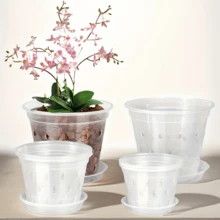 1 chậu trồng lan trong suốt có lỗ thoát nước, chậu hoa lan bằng nhựa, chậu cây trong suốt thoáng khí, thích hợp cho lan, cây mọng nước, cây trồng trong nhà và ngoài trời. - Chậu hoa trong suốt - Xem 7