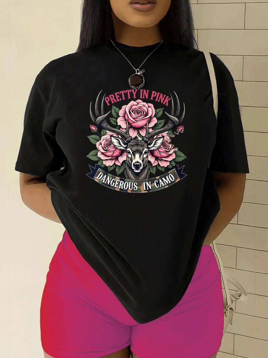 Camiseta de manga cortara mujer - Top casual retro suave de cuello redondo con mangas cortas, uste relado de línea H y cintura, atuendo casual y para festivales lavable a máquina - Camiseta básicara mujer_35, camiseta casual de manga corta de moda de color liso, uste entallado y elegante