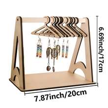 1 pieza Soporte multifuncional de madera para exhibir joyas, estante colgante de joyas compacto y creativo para escritorio, adecuado para pendientes, collares, pulseras, colgantes y almacenamiento y exhibición de otras joyas, diseño de estilo nórdico simple, base de madera estable - Color de vetas de madera natural - Ver 9