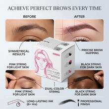 Herramienta de posicionamiento de doble color en caja, línea de marcado, herramienta de posicionamiento para tatuaje de cejas - Ver 4