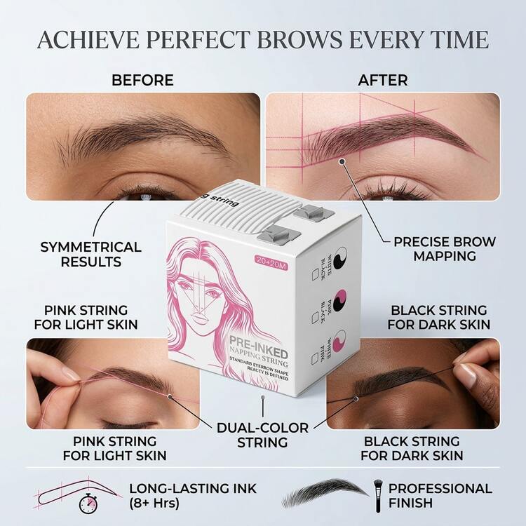 Boxed Dual-Color Positioning Tool, Marking Line, Eyebrow Tattoo Positioning Tool - View 4