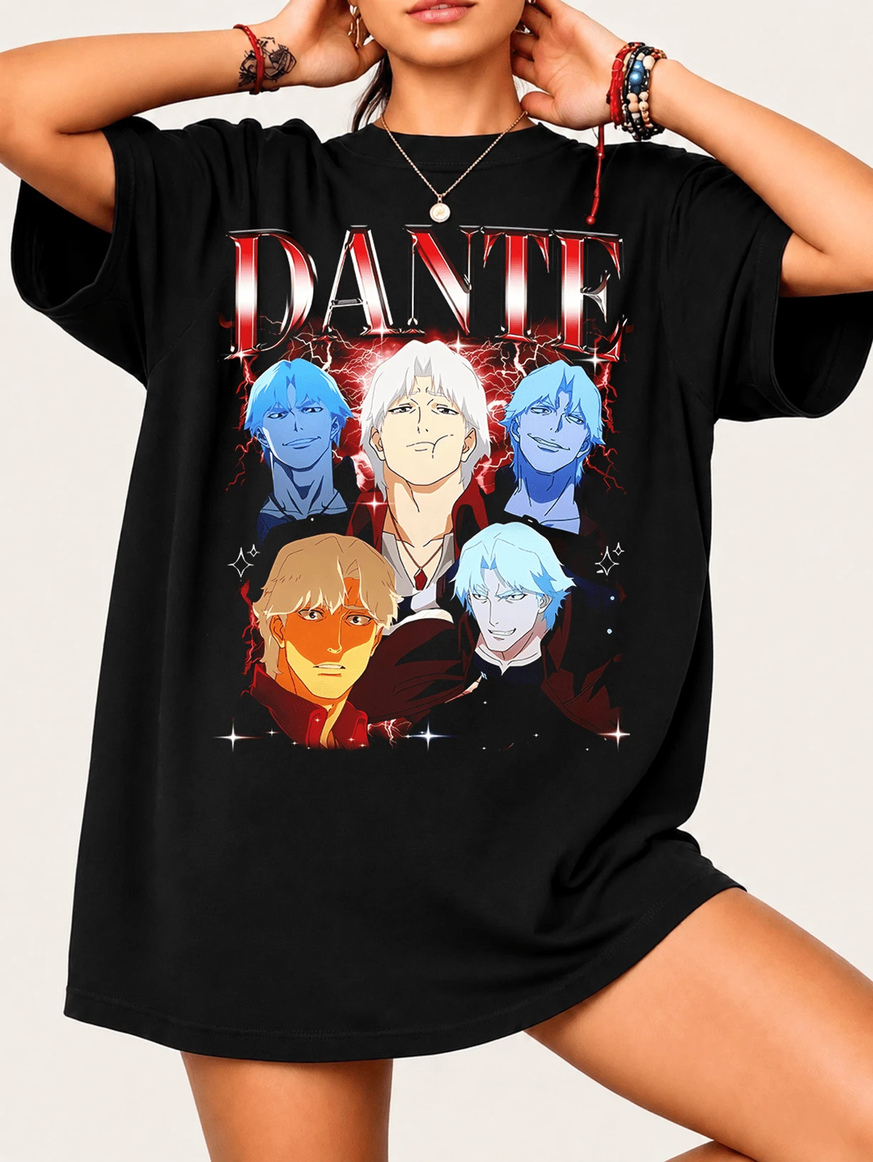 Dante Devils May Cry's T-Shirt For Video Game Fans - 100% Cotton Unisex, Retro Style Streetwear Design - Black - View 1