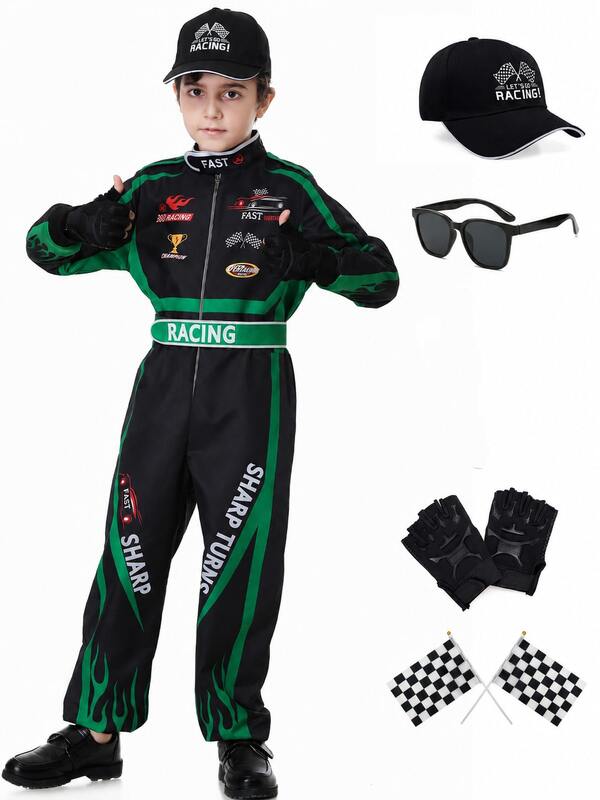 Kids Racing Suit Cosplay Racer Kids Jumpsuit Halloween Racing Suit Set