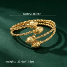 Vòng tay hở hai dây xoắn hình hoa cát và trái tim đôi, cực kỳ phổ biến. - Vàng - Xem 2