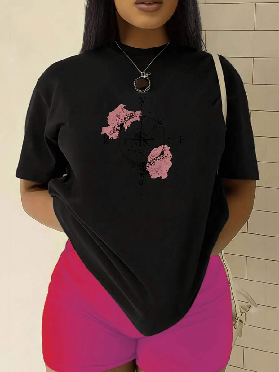 Camiseta de manga cortara mujer - Top casual suave retro de cuello redondo con mangas cortas, corte relado en línea H, liso para usar en capas o solo, lavable a máquinara uso diario y festivales, camiseta básica
