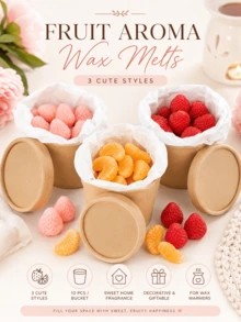 10 piezas/Tarro Derretidos de cera con aroma a fruta, derretidos de cera de soja con aroma a fresa roja, fresa rosa y segmento de naranja, cubos de cera decorativos lindos para lámpara de calentador de velas, fragancia para el hogar, decoración de habitaciones, regalo de cumpleaños, regalos para mujeres - Varios estilos - Ver 8
