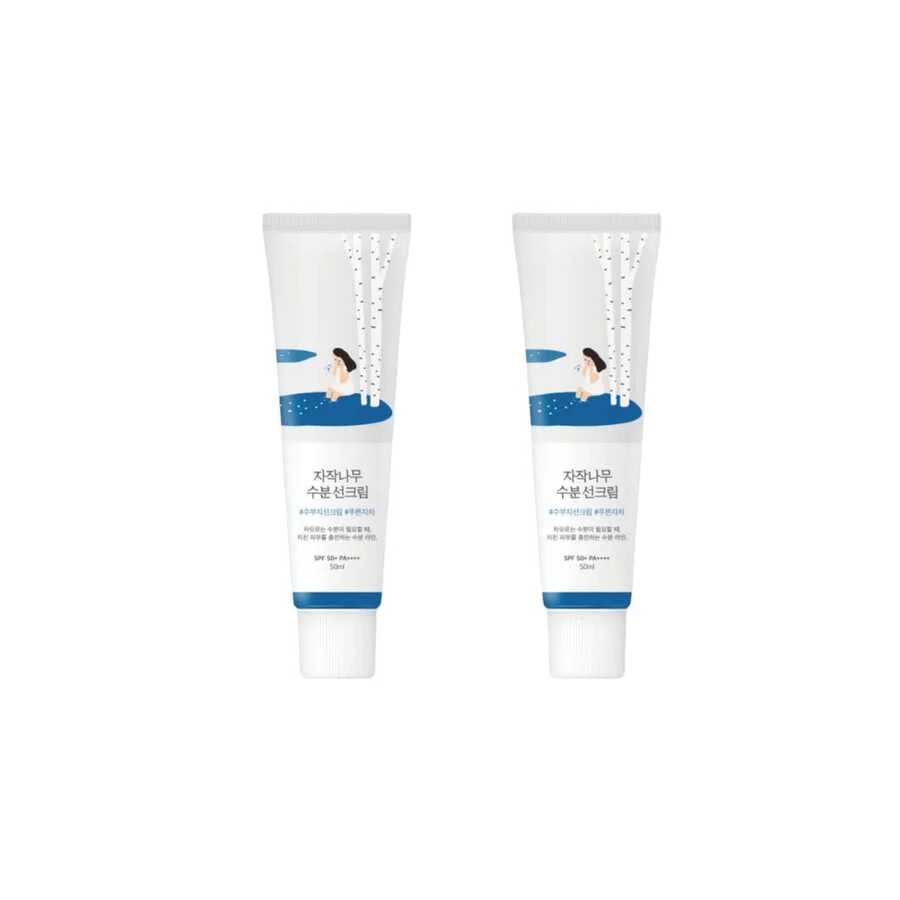 Round Lab - Birch Juice Moisturizing Sun Cream SPF50+ PA++++ (2 X 50ml) - White - View 1